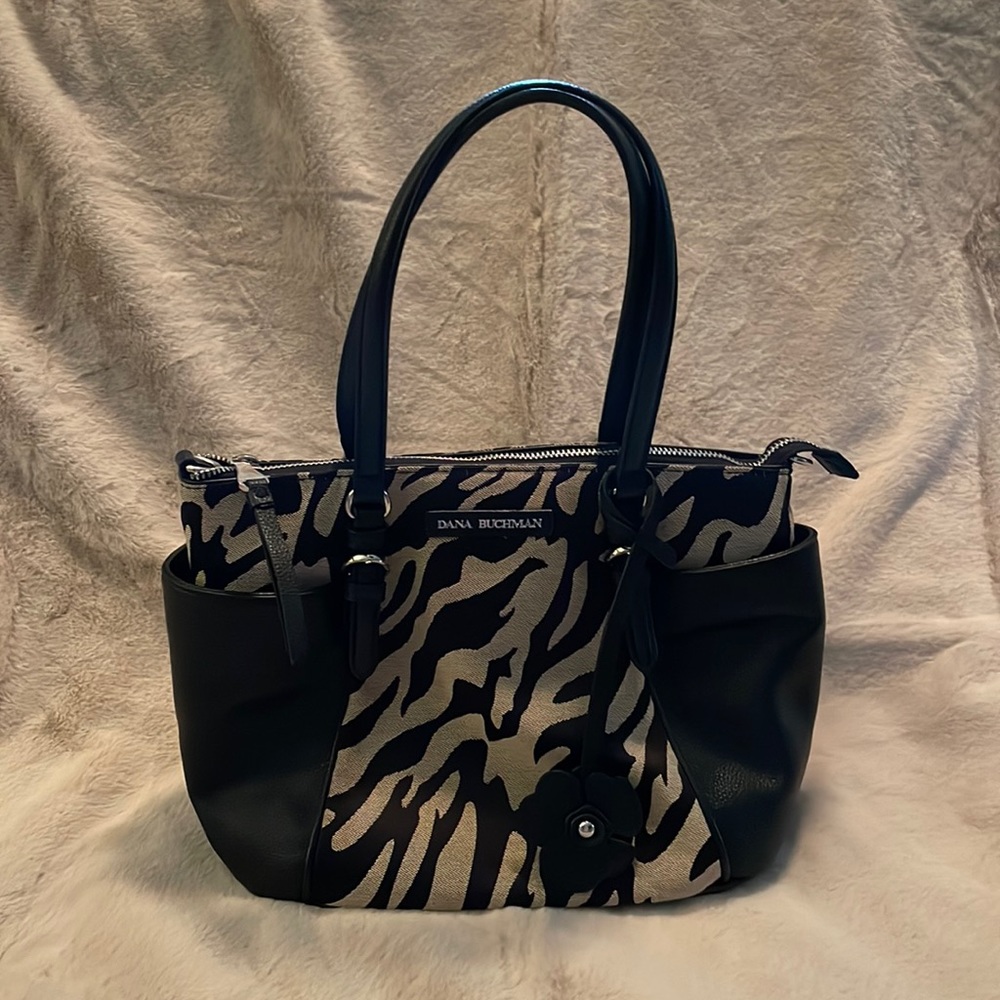 Dana Buchman black and tan shoulder bag